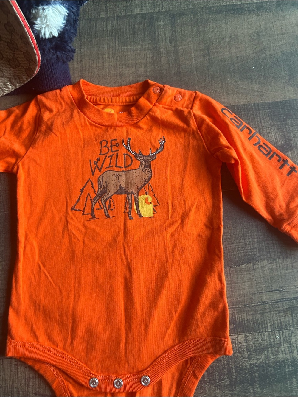 Carhartt Orange 'Be Wild' Deer Graphic Bodysuit